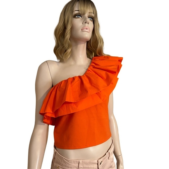 Anthropologie Sunday in Brooklyn Blouse Top One Shoulder Ruffle Flounce NWOT - Picture 10 of 16